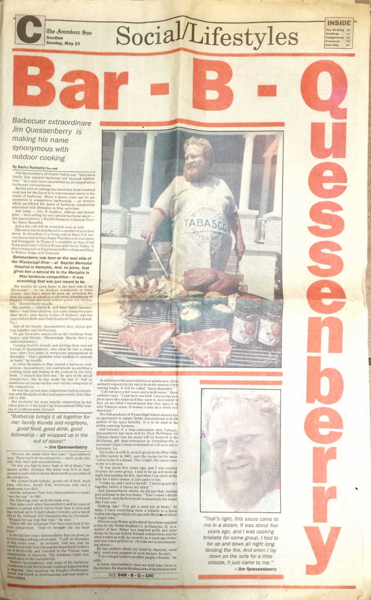 Jim Quessenberry grilling steaks on a BBQ.